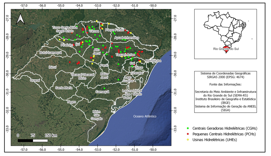 Figura 4 - Aproveitamentos hidrelétricos em operação no Rio Grande do Sul.