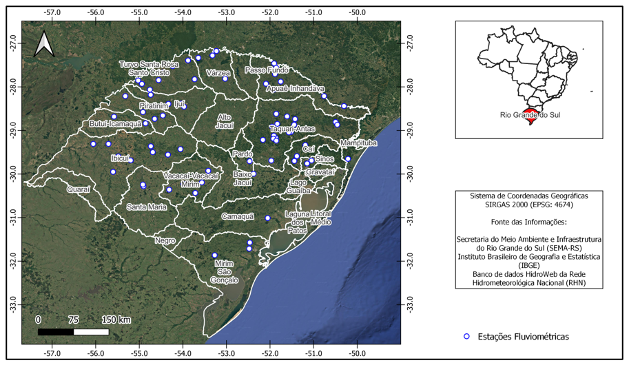 Figura 5 - Localização das estações fluviométricas no RS.